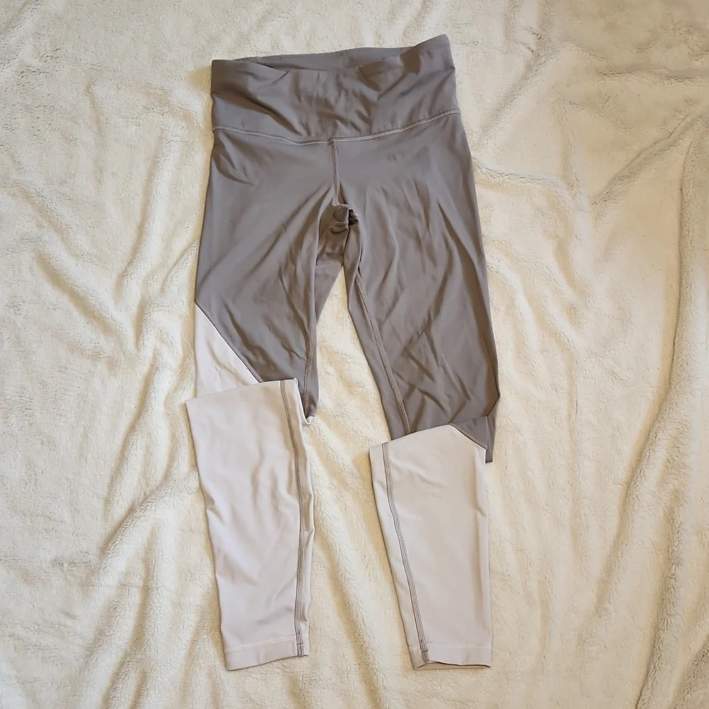 lululemon athletica Speed Wunder Gray & White Colorblock Leggings Women's Size 6